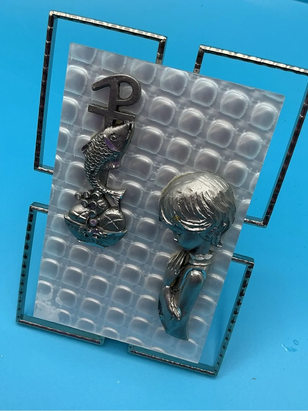 A.L Italy Made Fish & Girl Decorative Aquarium Ornament - Pewter